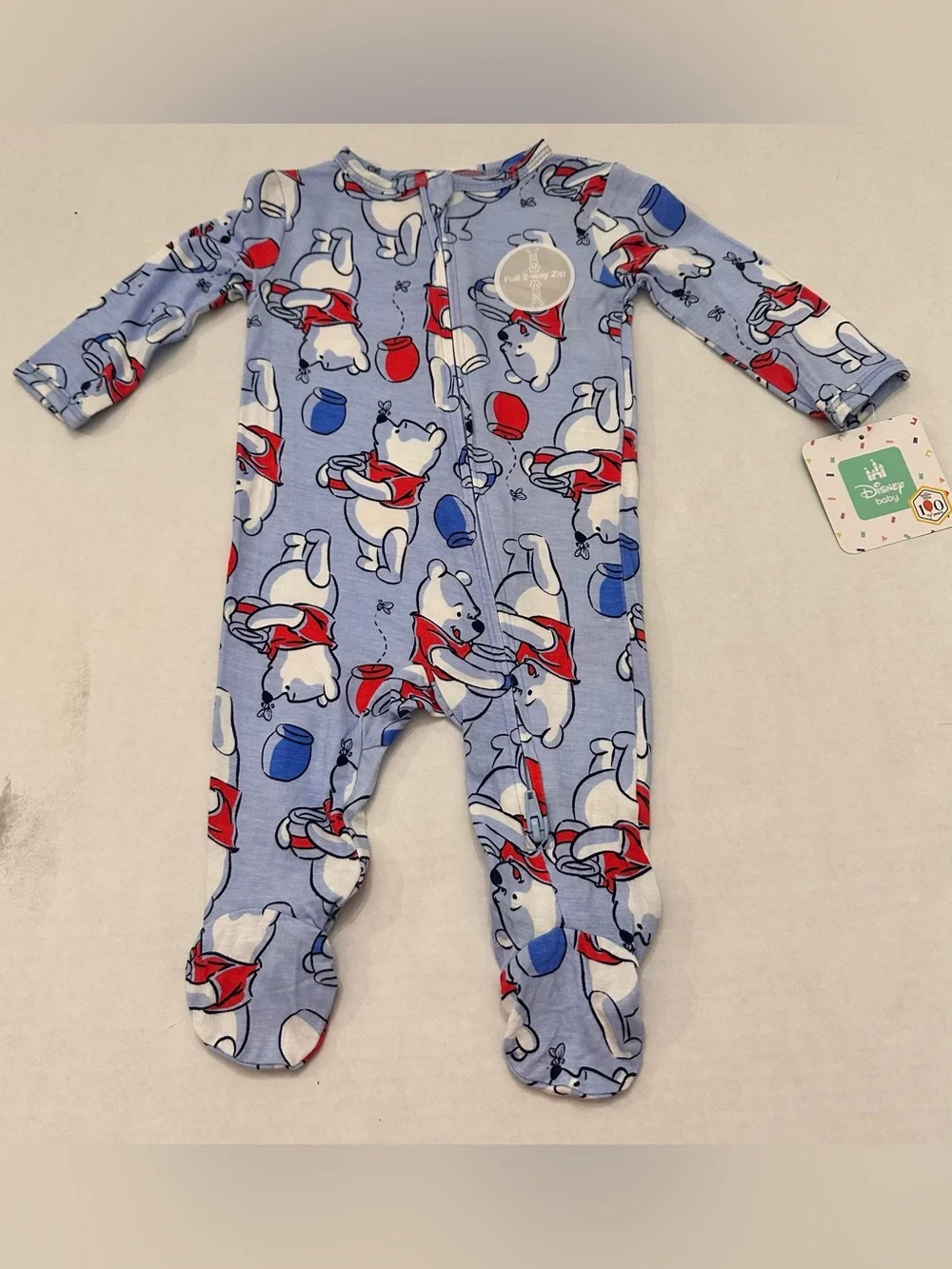 Winnie the Pooh Baby Boys Viscose Americana One Piece Footed Sleep and Play